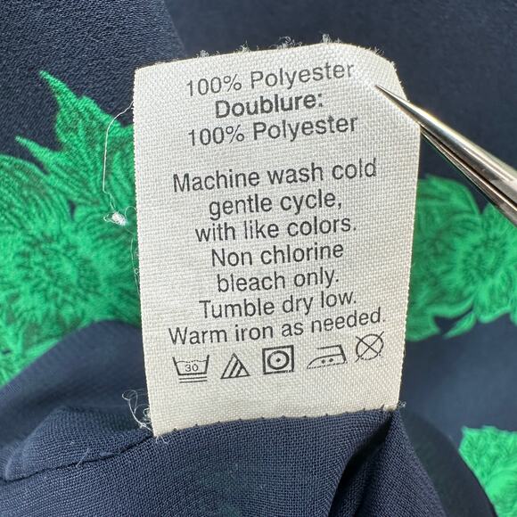 J.Crew Ruffle Crew Neck Top WMN 4 Navy Blue/Green Beanstalk Stripe A9171 Blouse - Picture 10 of 11